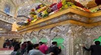 حال و هوای کربلا در اول شعبان ، گل آرایی و تزیین ضریح امام حسین (ع) + فیلم
