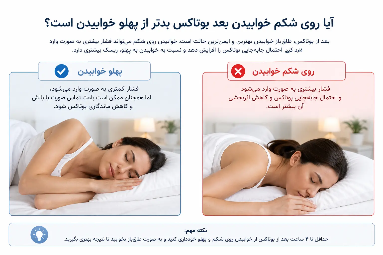 آیا روی شکم خوابیدن بعد بوتاکس بدتر از پهلو خوابیدن است؟